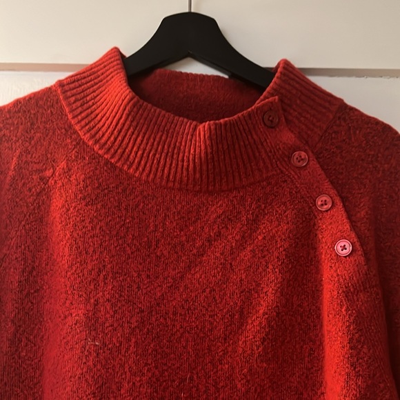 Talbots Plus Red Long Sleeved Women's Tunic Button Neck Sweater L - Picture 2 of 4